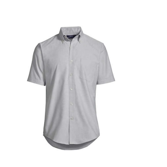 NEW! Lands End Men’s Short Sleeve Buttondown Charcoal Oxford Shirt - Size XL - Picture 1 of 5